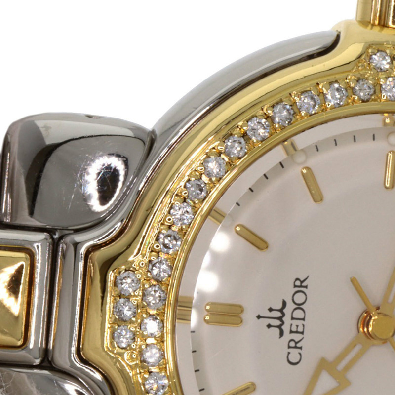 精工 GSAB004 Credor 鑲鑽錶圈腕錶，不鏽鋼/18K黃金/鑲鑽，女款-22