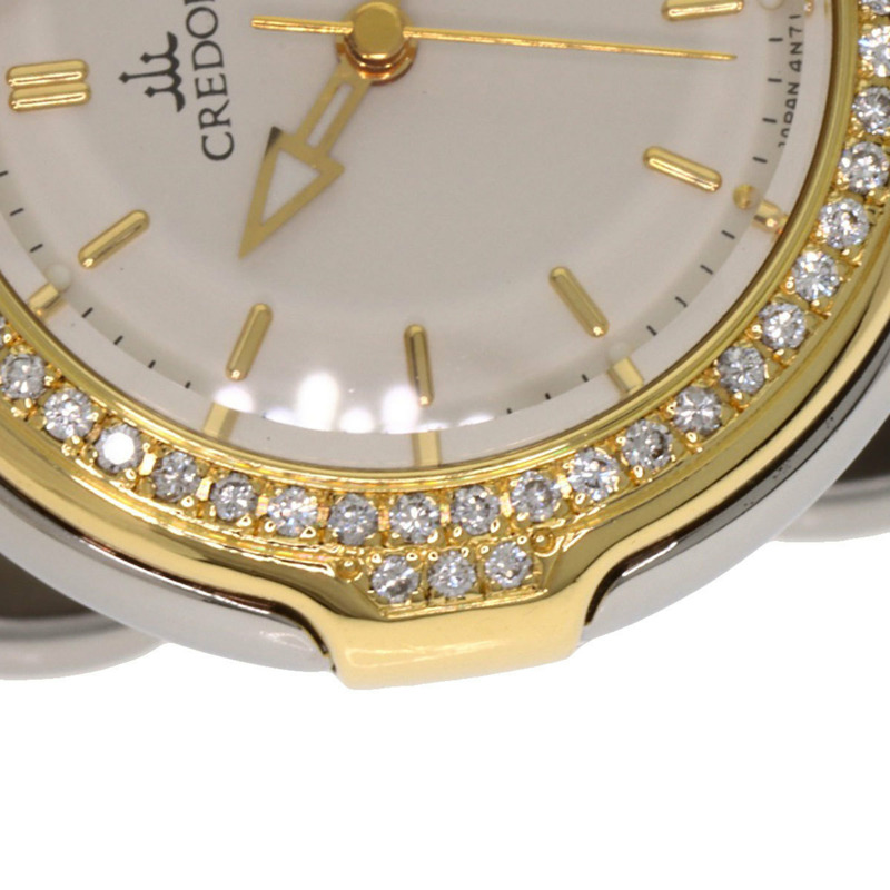 精工 GSAB004 Credor 鑲鑽錶圈腕錶，不鏽鋼/18K黃金/鑲鑽，女款-24