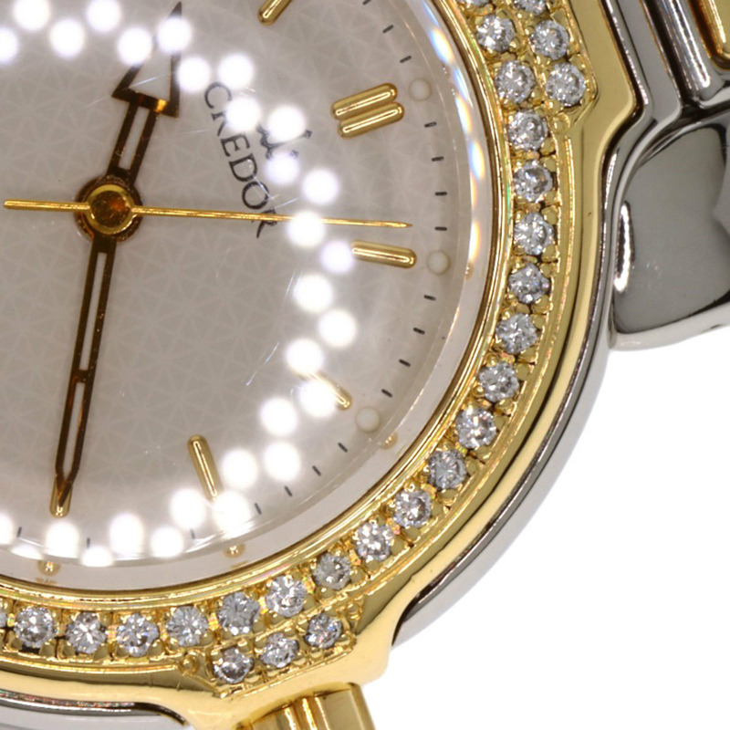 精工 GSAB004 Credor 鑲鑽錶圈腕錶，不鏽鋼/18K黃金/鑲鑽，女款-28