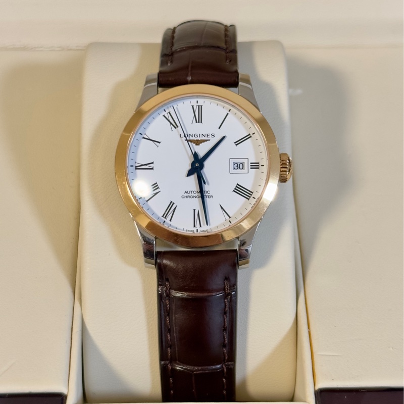 LONGINES 浪琴 開創者系列18K玫瑰金 天文台認證機械腕錶 38.5mm/L2.820.5.11.2-0