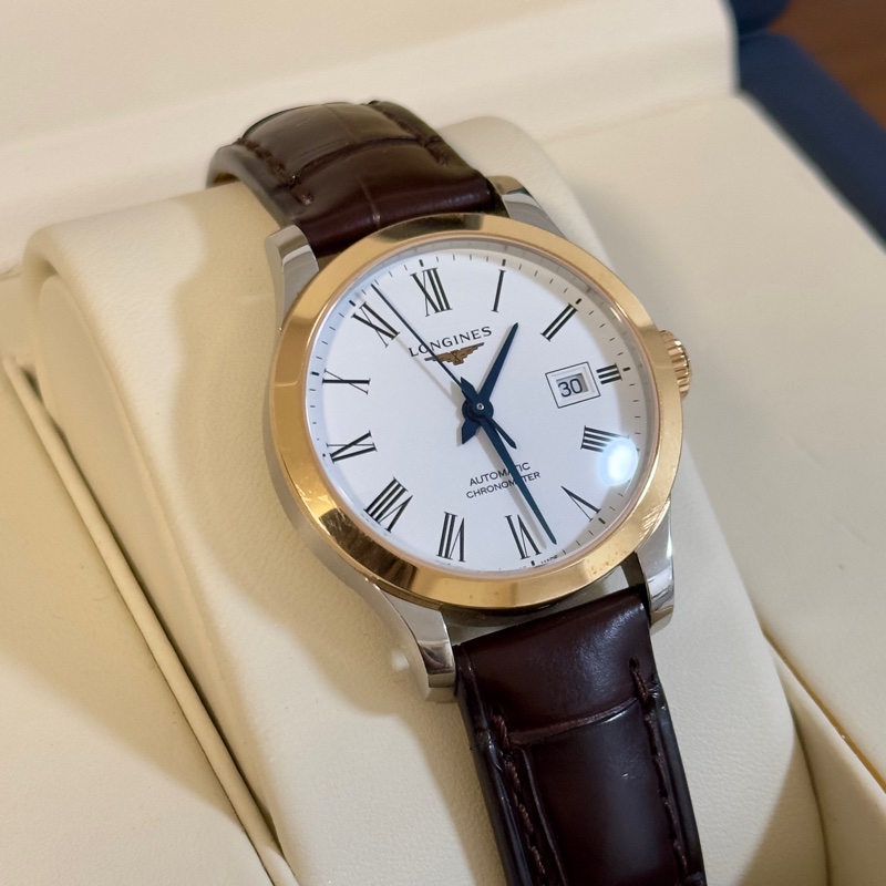LONGINES 浪琴 開創者系列18K玫瑰金 天文台認證機械腕錶 38.5mm/L2.820.5.11.2-7