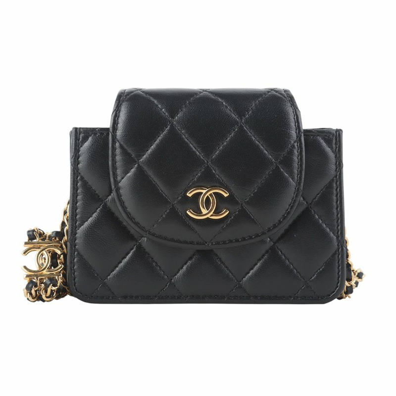 【包稅】CHANEL AP3002 羊皮經典金色雙鏈迷你翻蓋斜背包 35479-0