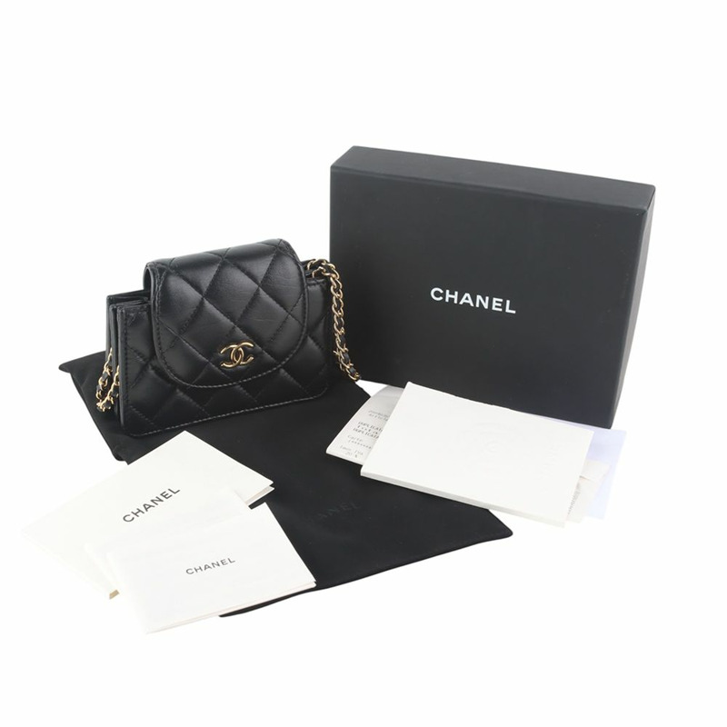 【包稅】CHANEL AP3002 羊皮經典金色雙鏈迷你翻蓋斜背包 35479-7