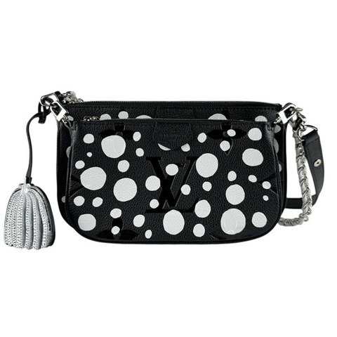 路易威登 LOUIS VUITTON 2 路單肩包 LV x YK 多功能手拿包配件 Monogram Empreinte 黑色/白色銀色女士 M46410 z8162