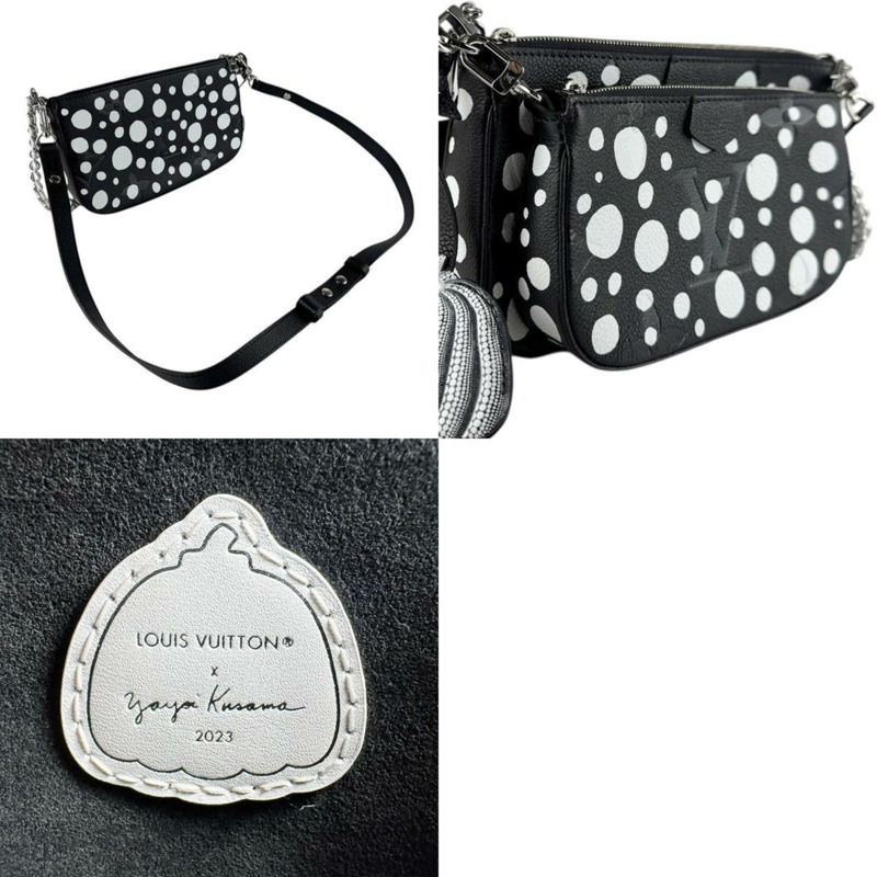 路易威登 LOUIS VUITTON 2 路單肩包 LV x YK 多功能手拿包配件 Monogram Empreinte 黑色/白色銀色女士 M46410 z8162-4