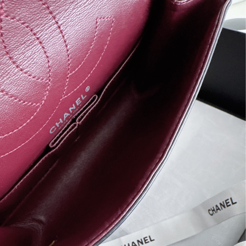 【近新閒置品】Chanel香奈兒 黑銀2.55復古牛皮小號 12開菱格紋掀蓋鏈條包-14