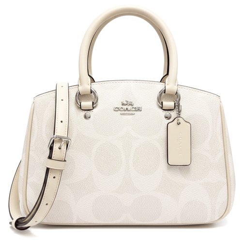 [全新] COACH 新款C LOGO手提斜背兩用黛妃包(白)-0
