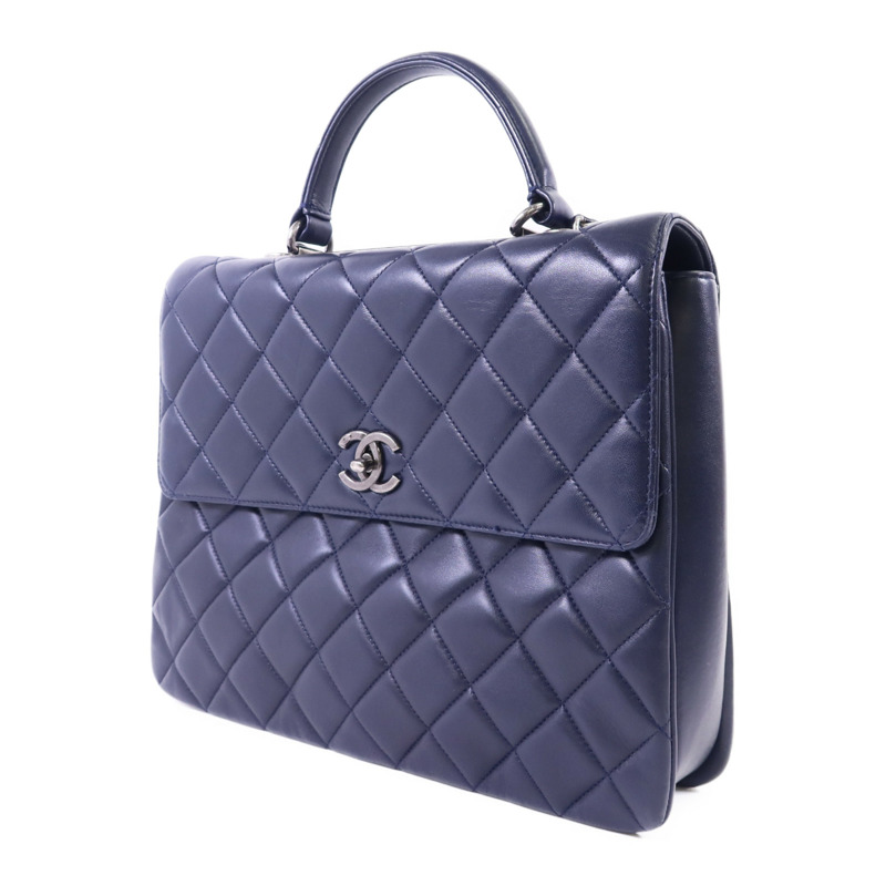 CHANEL 羊皮皮革Large Trendy CC銀扣鏈帶手挽肩背兩用袋-2