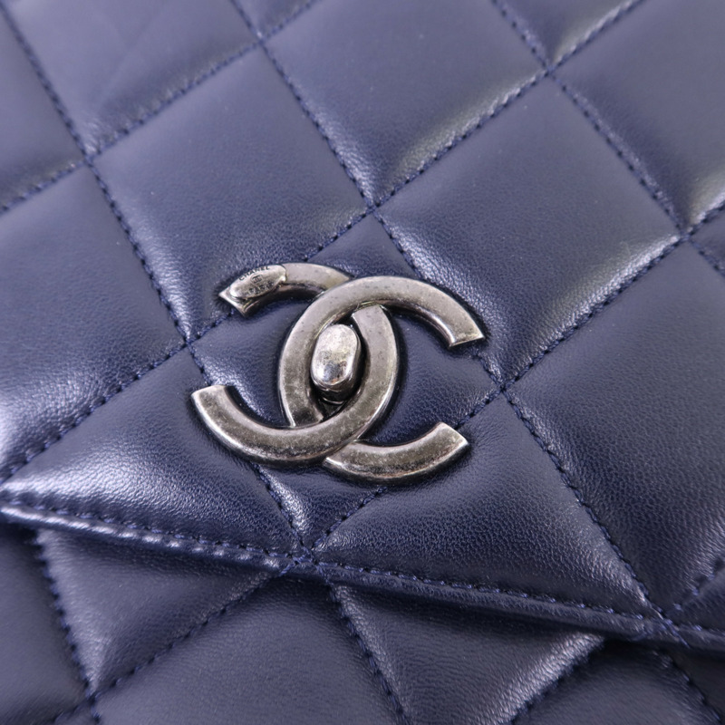 CHANEL 羊皮皮革Large Trendy CC銀扣鏈帶手挽肩背兩用袋-8