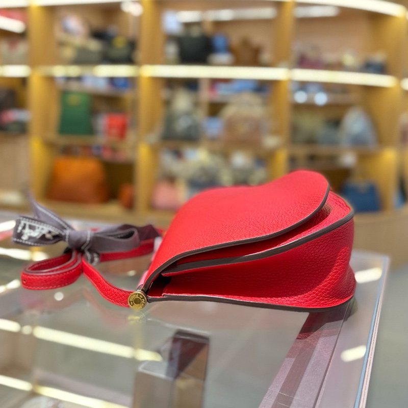 HERMES爱马仕Sac Saut 25 红色金扣斜挎包-3