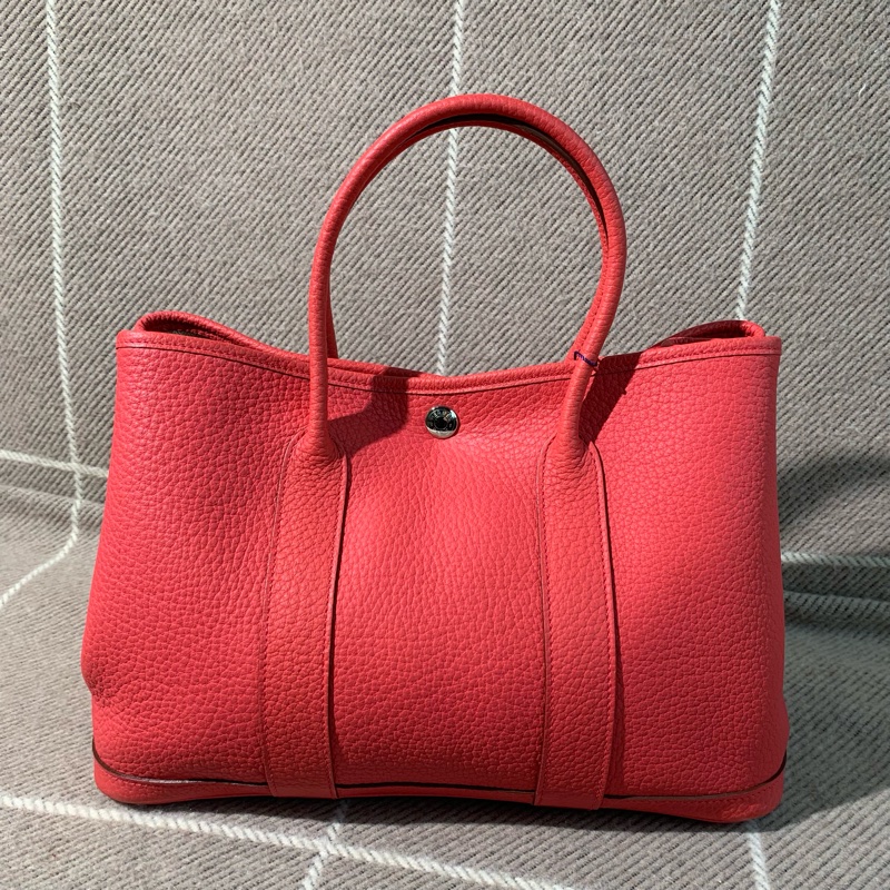 二手Hermes愛馬仕garden party30齋普爾粉tc皮n刻，有正常使用痕跡-0