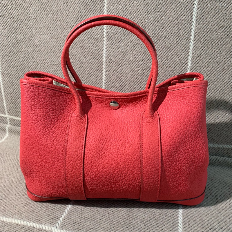 二手Hermes愛馬仕garden party30齋普爾粉tc皮n刻，有正常使用痕跡-1