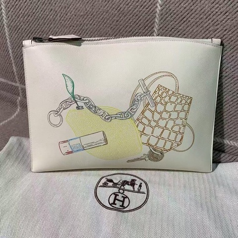 99新Hermes愛馬仕in and out系列Vide Ton Sac印花小牛皮手拿包 u刻