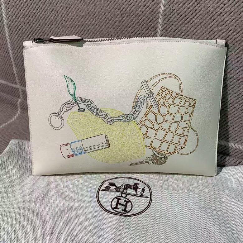 99新Hermes愛馬仕in and out系列Vide Ton Sac印花小牛皮手拿包 u刻-0