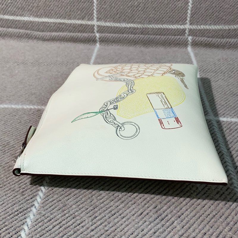 99新Hermes愛馬仕in and out系列Vide Ton Sac印花小牛皮手拿包 u刻-9