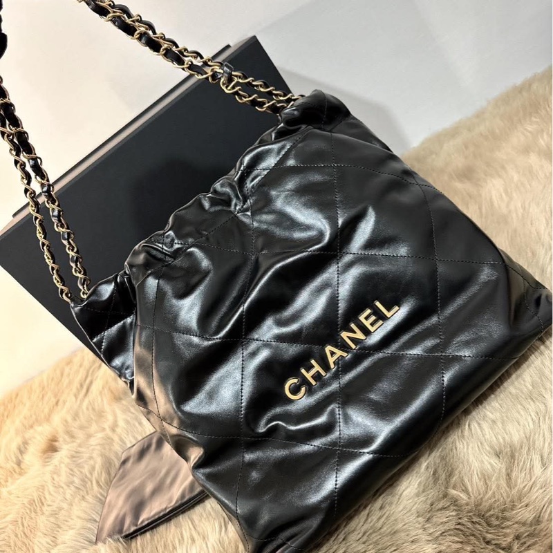 Chanel 22 small 黑金 全新 流浪包 垃圾包-0