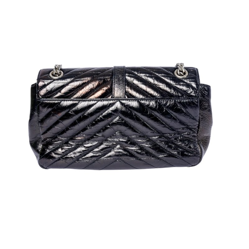 YSL聖羅蘭經典黑色皮革信封鏈條包-2