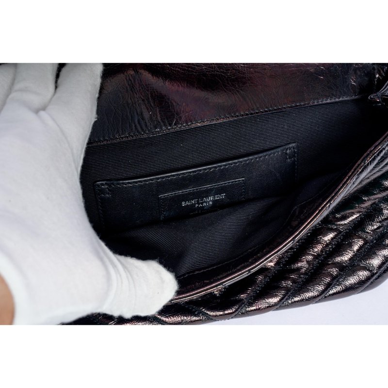 YSL聖羅蘭經典黑色皮革信封鏈條包-4