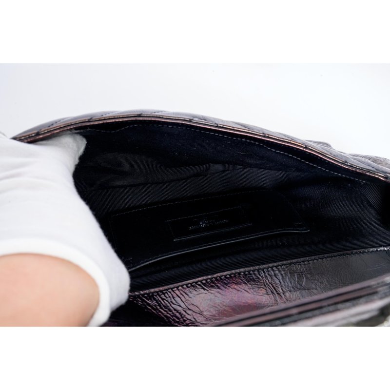 YSL聖羅蘭經典黑色皮革信封鏈條包-5