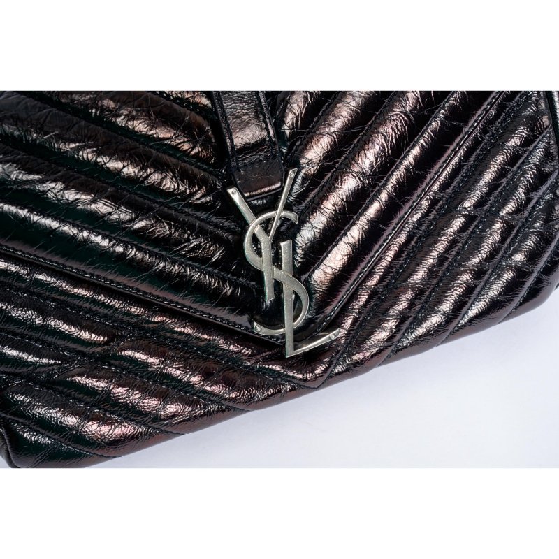 YSL聖羅蘭經典黑色皮革信封鏈條包-6