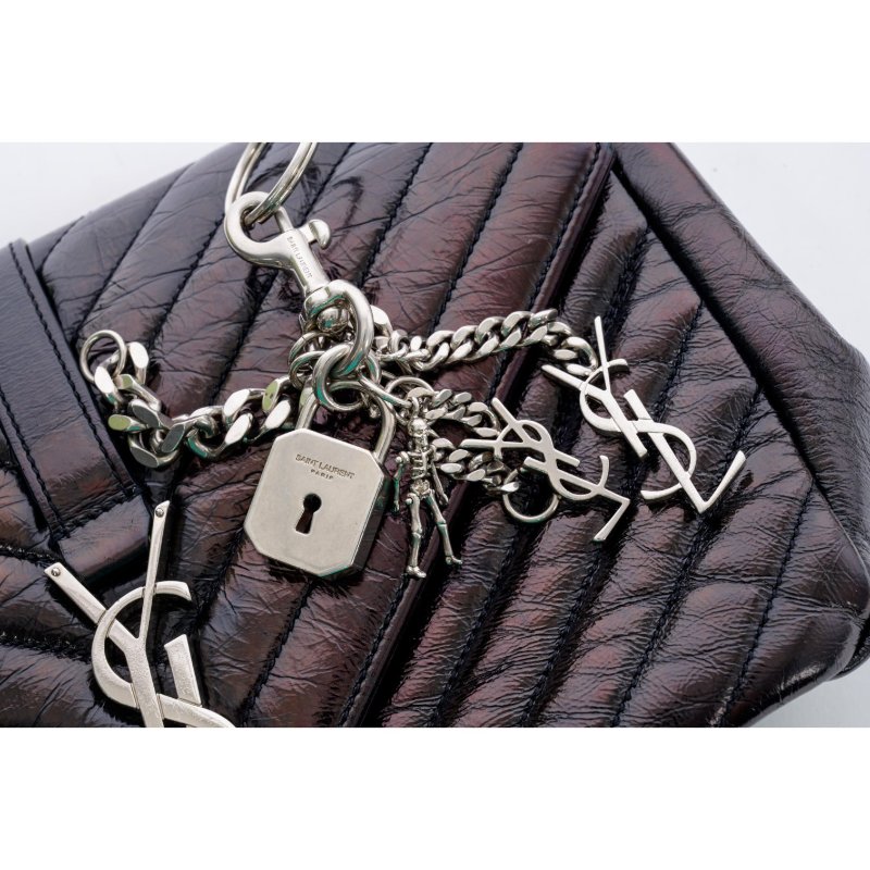 YSL聖羅蘭經典黑色皮革信封鏈條包-7