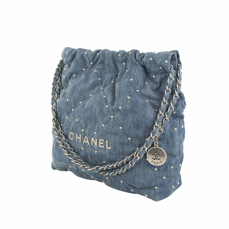 【包稅】CHANEL AS3260 水洗牛仔藍珍珠金屬小鏈條單肩包 35627-2-1