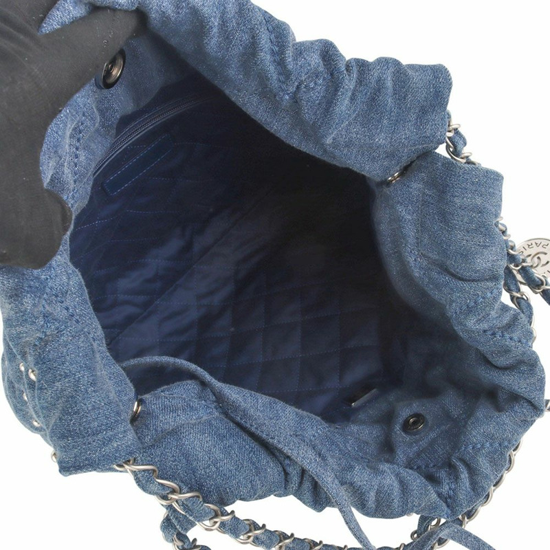 【包稅】CHANEL AS3260 水洗牛仔藍珍珠金屬小鏈條單肩包 35627-2-6