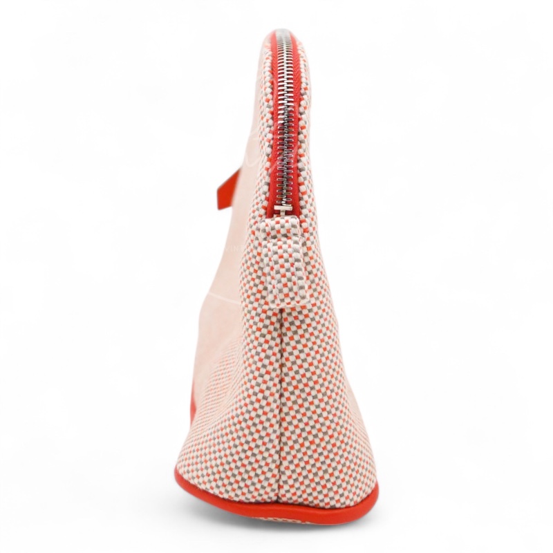 中古Hermès 愛馬仕Bolide Crazy H 刺繡帆布迷你收納包 橙色-1
