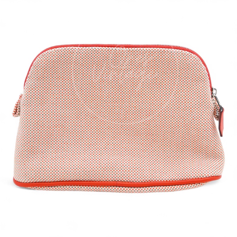 中古Hermès 愛馬仕Bolide Crazy H 刺繡帆布迷你收納包 橙色-6
