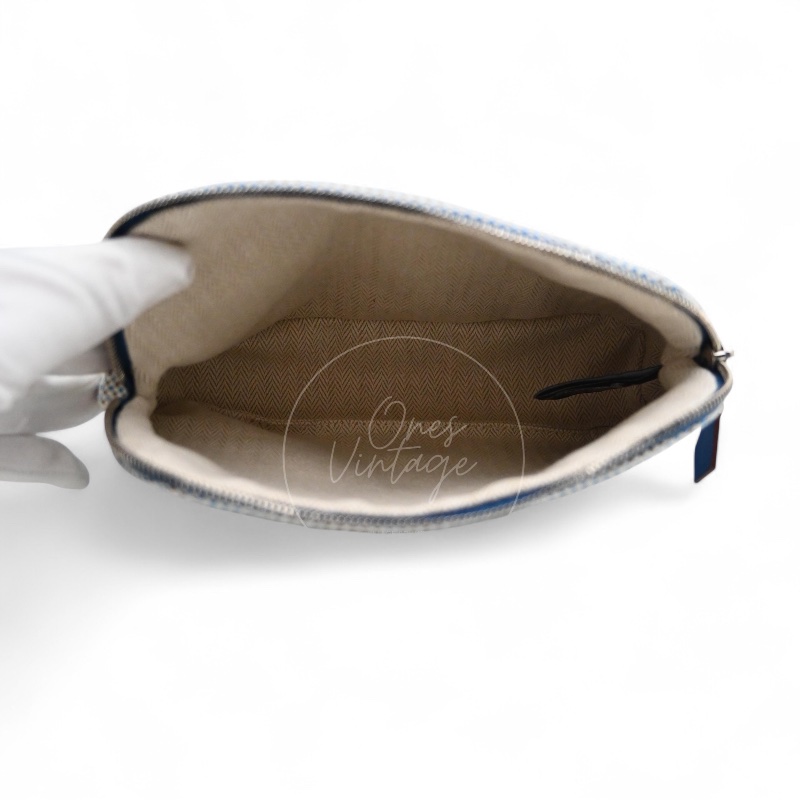 Hermès 愛馬仕Bolide Crazy H 刺繡帆布迷你收納包 藍色-9