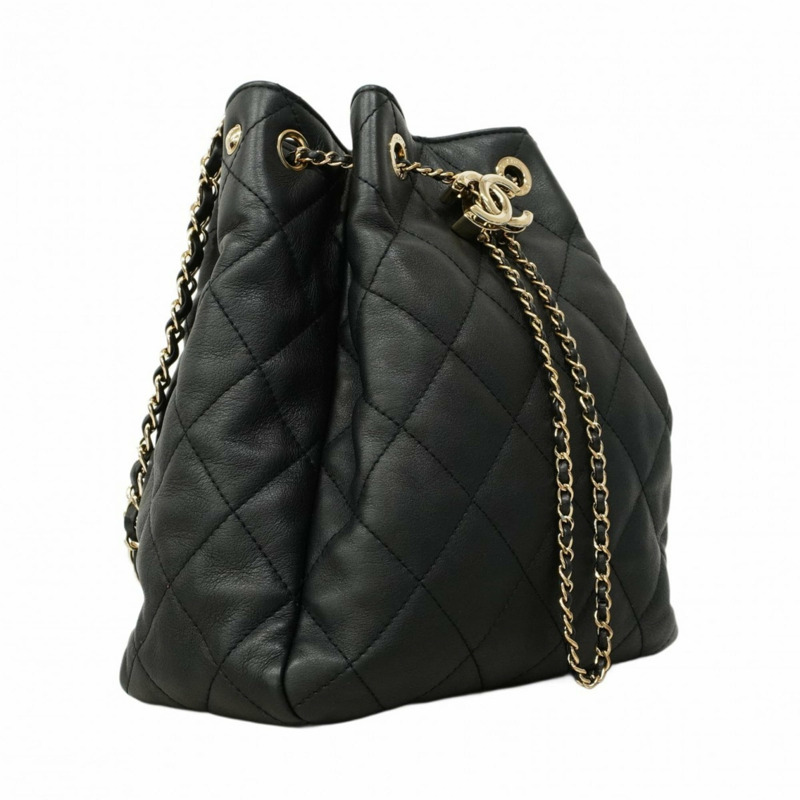 香奈兒 Matelasse 鏈條肩背包，魚子醬紋皮革，香檳黑，女士-1