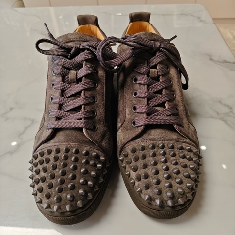 CL 皮革 系帶圓頭休閒 低幫 時尚板鞋 男款 灰色