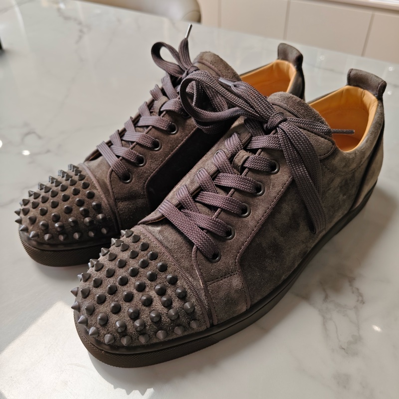 CL 皮革 系帶圓頭休閒 低幫 時尚板鞋 男款 灰色-2