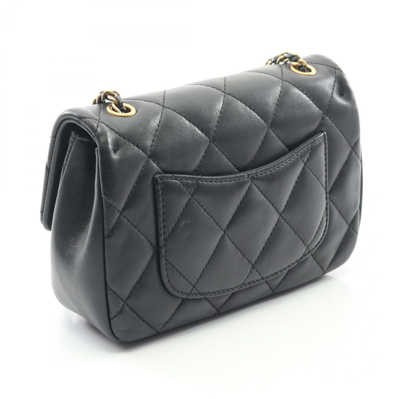 香奈兒 (CHANEL) 絎縫鏈條斜背包 AS3457 羊皮黑色 二手 金色五金-1