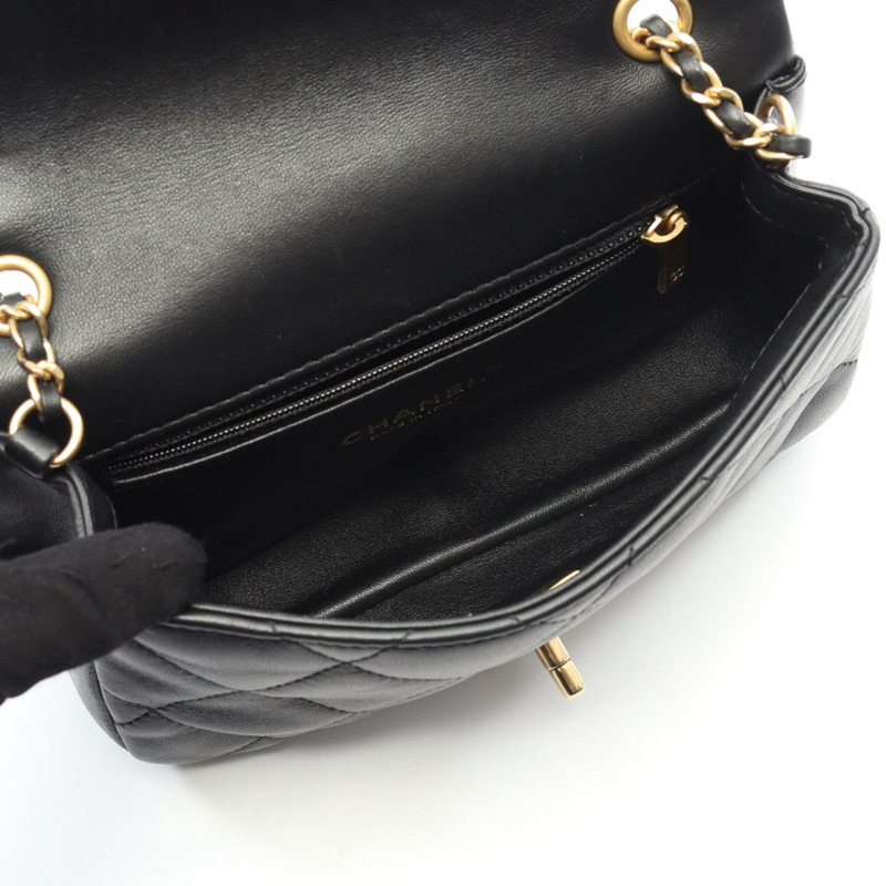 香奈兒 (CHANEL) 絎縫鏈條斜背包 AS3457 羊皮黑色 二手 金色五金-2