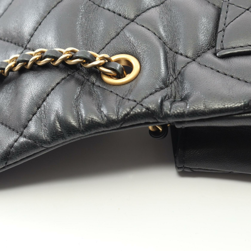 香奈兒 (CHANEL) 絎縫鏈條斜背包 AS3457 羊皮黑色 二手 金色五金-10