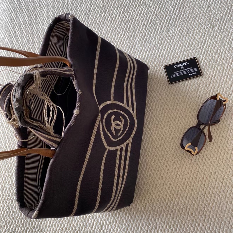 Chanel • 海軍藍白條紋沙灘包 全網最低-5