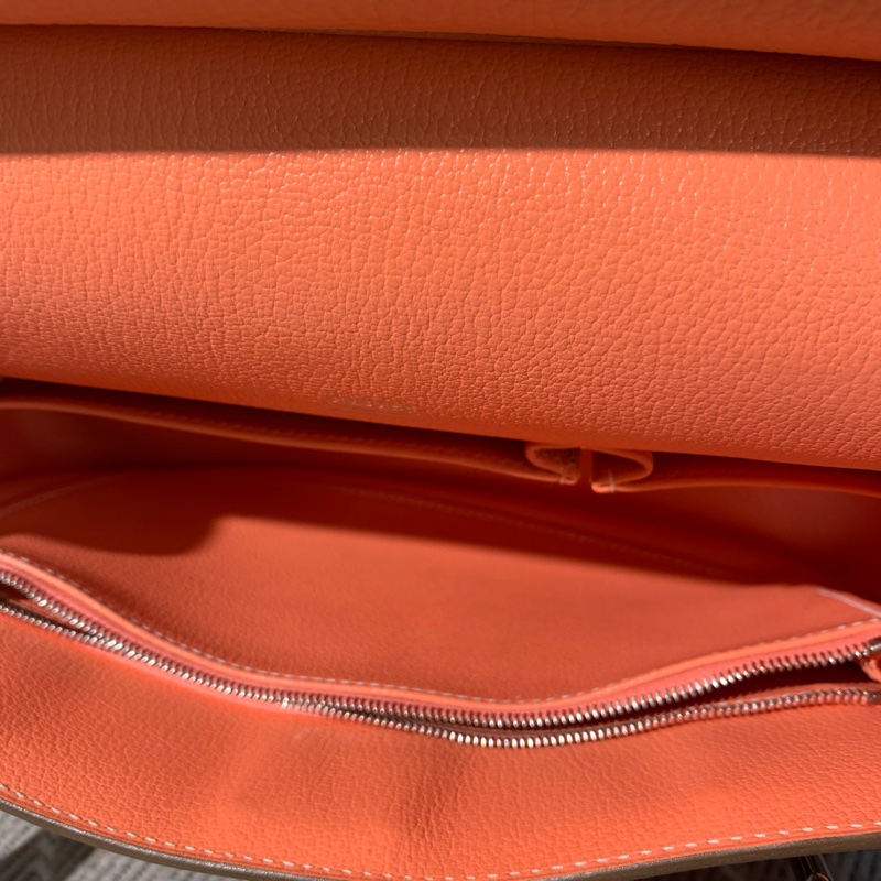 Hermes愛馬仕吉普賽28龍蝦粉銀扣tc皮Q刻-5