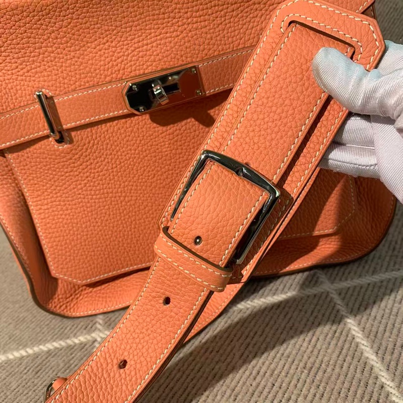 Hermes愛馬仕吉普賽28龍蝦粉銀扣tc皮Q刻-10