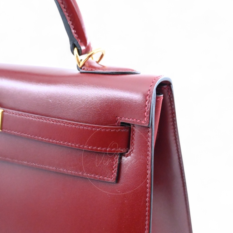 中古 Hermès 愛馬仕Rouge H 紅色 Kelly 32 凱莉包 Box 皮革-7