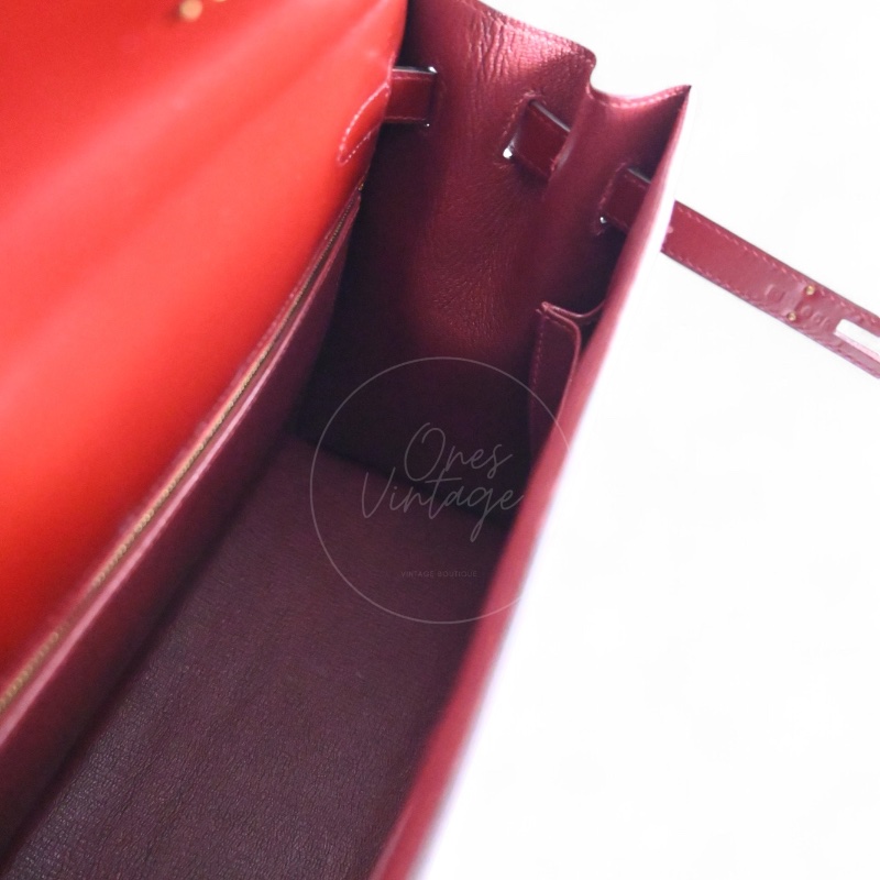 中古 Hermès 愛馬仕Rouge H 紅色 Kelly 32 凱莉包 Box 皮革-16