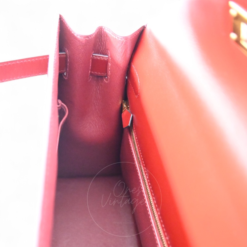 中古 Hermès 愛馬仕Rouge H 紅色 Kelly 32 凱莉包 Box 皮革-18