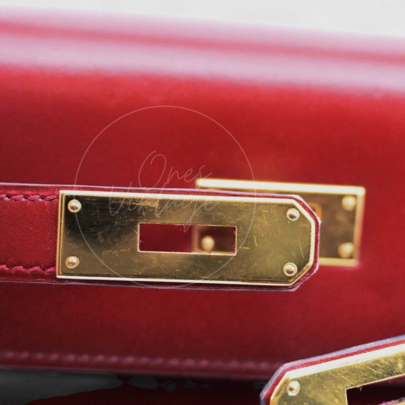 中古 Hermès 愛馬仕Rouge H 紅色 Kelly 32 凱莉包 Box 皮革-26