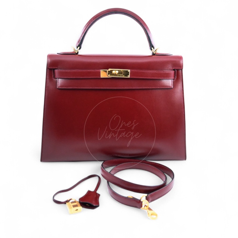 中古 Hermès 愛馬仕Rouge H 紅色 Kelly 32 凱莉包 Box 皮革-30