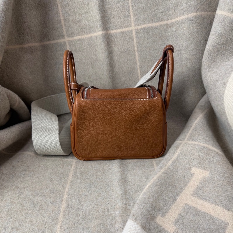 Mini Lindy 福寶馬鞍皮 金棕銀釦-3