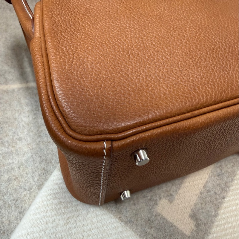 Mini Lindy 福寶馬鞍皮 金棕銀釦-10