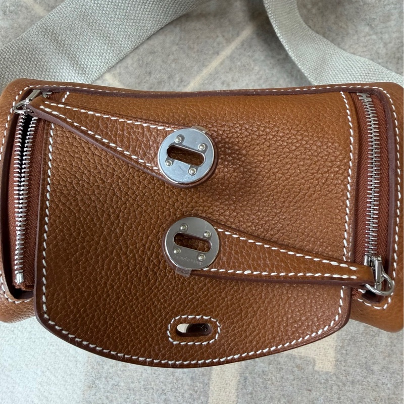 Mini Lindy 福寶馬鞍皮 金棕銀釦-14