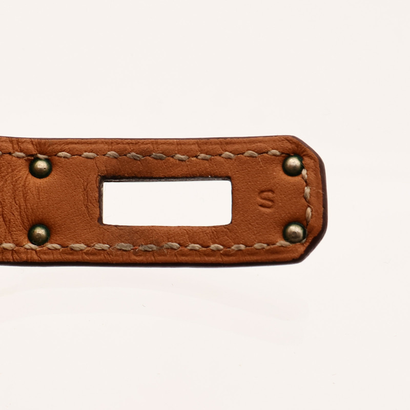 HERMES Swift皮革Kelly Double Tour Bracelet銀扣手帶Orange-11