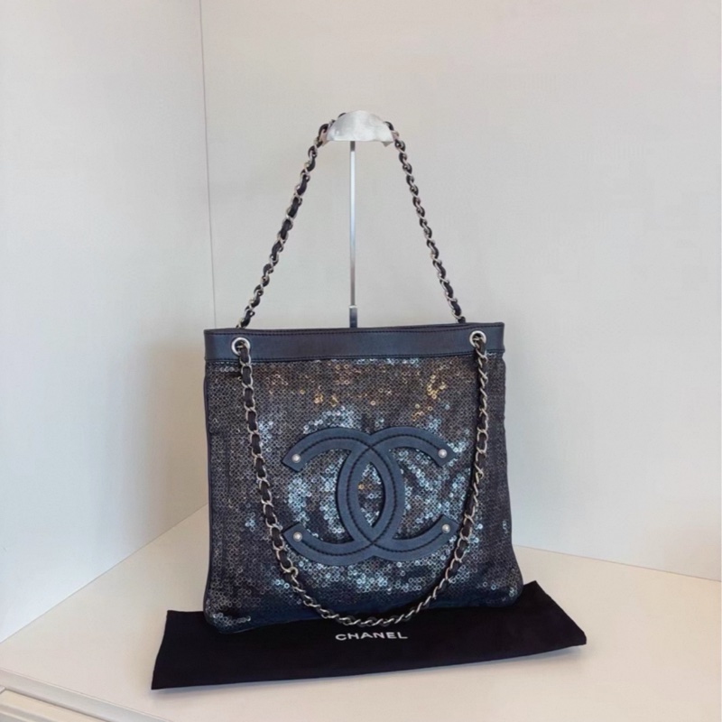 Chanel • 大Logo 網格亮片Bringbring 托特包 偽22Bag感-1
