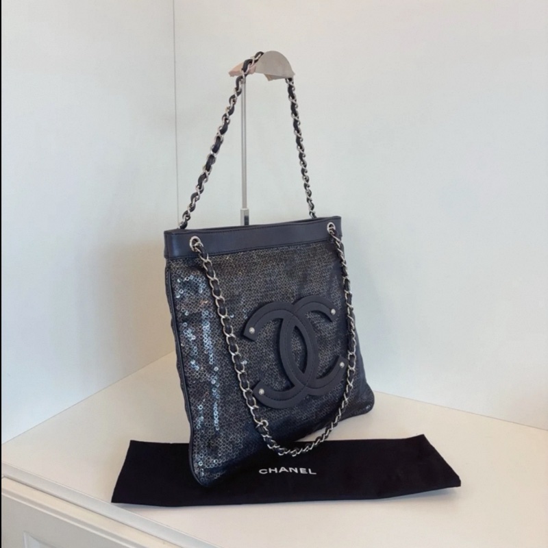 Chanel • 大Logo 網格亮片Bringbring 托特包 偽22Bag感-2